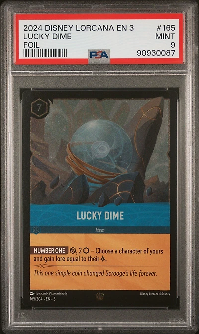 2024 Disney Lorcana En 3-into The Inklands 165 Lucky Dime Foil PSA