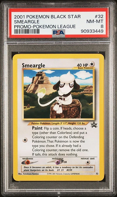 2001 Pokemon Promo Black Star 32 Smeargle Pokemon League PSA 8