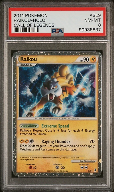 2011 Pokemon Call Of Legends Sl9 Raikou-holo PSA 8