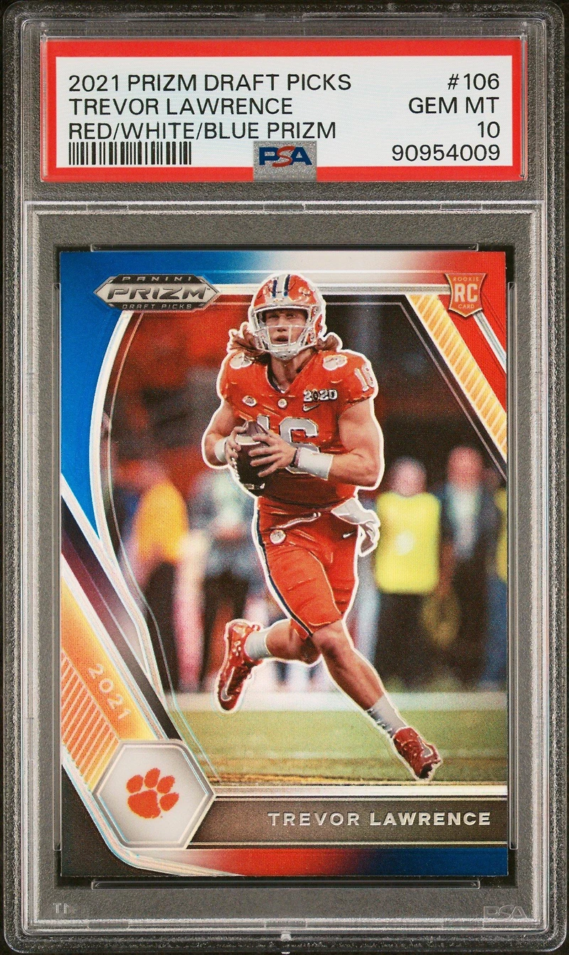 2021 Panini Prizm Draft Picks 106 Trevor Lawrence Red/white/blue Prizm PSA 10