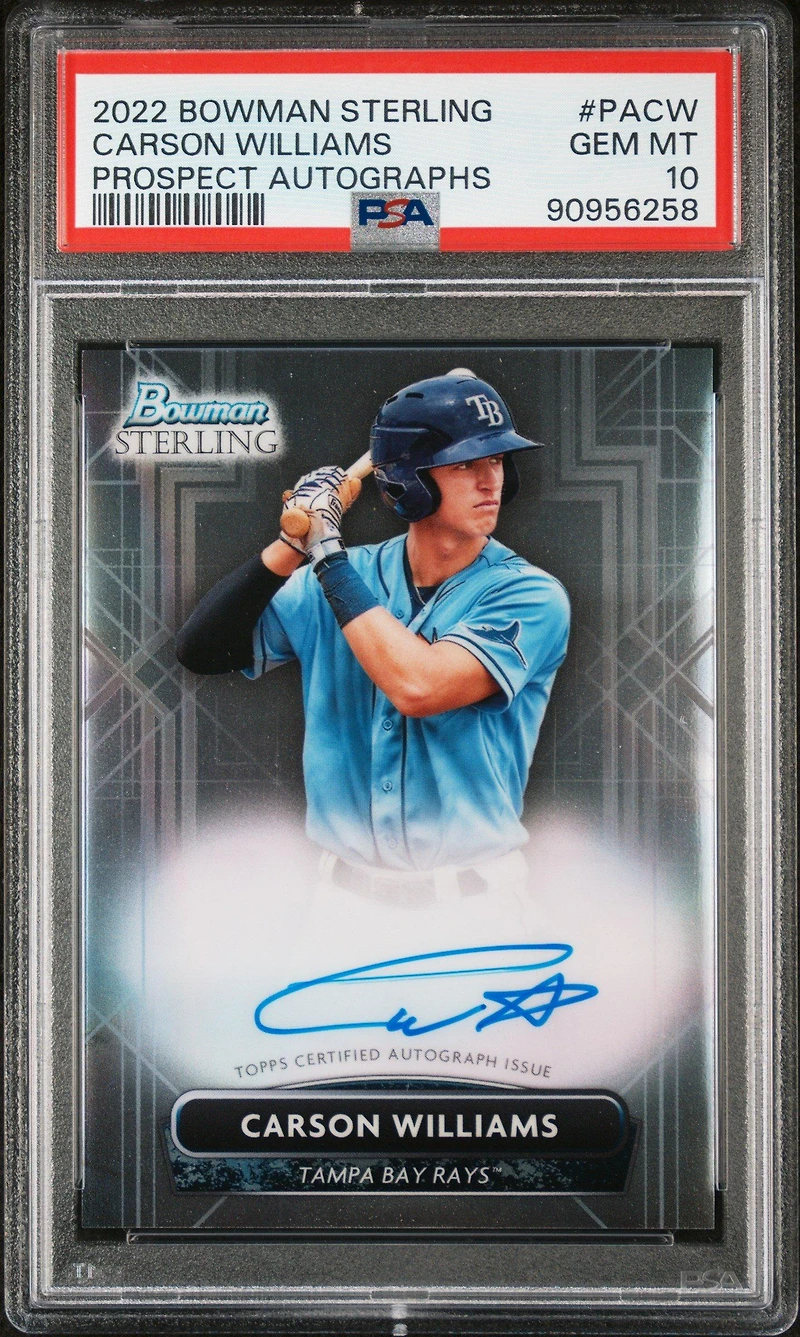 2022 Bowman Sterling Prospect Autographs Pacw Carson Williams PSA 10