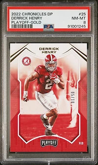 2022 Panini Chronicles Draft Picks Playoff 25 Derrick Henry Gold PSA 8