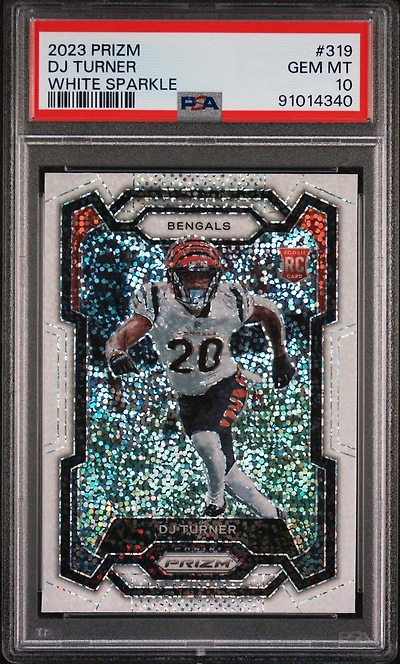 2023 Panini Prizm 319 Dj Turner White Sparkle PSA 10