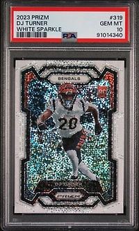 2023 Panini Prizm 319 Dj Turner White Sparkle PSA 10