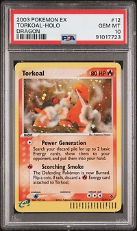 2003 Pokemon Ex Dragon 12 Torkoal-holo PSA 10