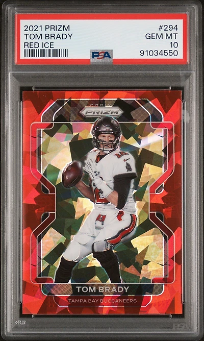 2021 Panini Prizm 294 Tom Brady Red Ice PSA 10