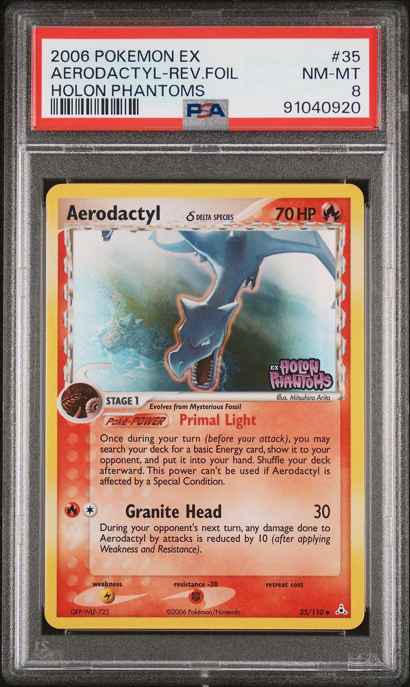2006 Pokemon Ex Holon Phantoms 35 Aerodactyl-reverse Foil PSA 8