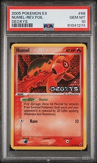 2005 Pokemon Ex Deoxys 68 Numel-reverse Foil PSA 10