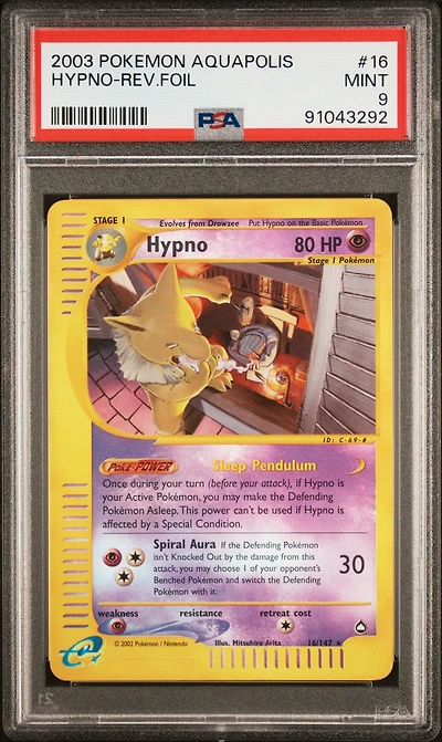 2003 Pokemon Aquapolis 16 Hypno-reverse Foil PSA 9