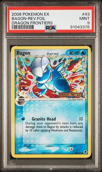 2006 Pokemon Ex Dragon Frontiers 43 Bagon-reverse Foil PSA 9