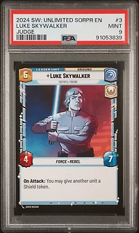 2024 Star Wars: Unlimited Spark Of Rebellion Prerelease Promos 3 Luke Skywalker Judge PSA 9