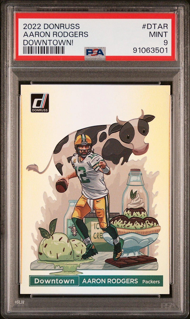 2022 Panini Donruss Downtown Dtar Aaron Rodgers PSA 9