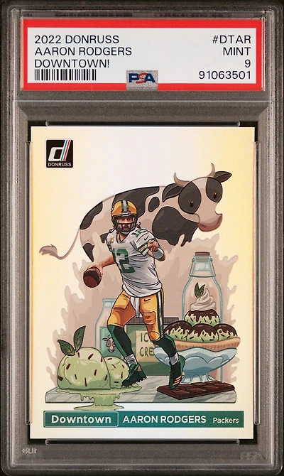 2022 Panini Donruss Downtown Dtar Aaron Rodgers PSA 9