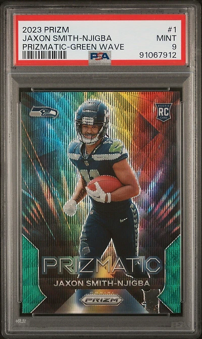 2023 Panini Prizm Prizmatic 1 Jaxon Smith-njigba Green Wave PSA 9