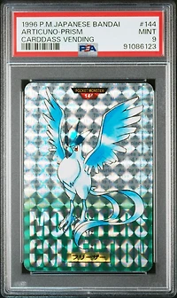 1996 Pokemon Japanese Bandai Carddass Vending 144 Articuno-prism PSA 9
