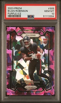 2023 Panini Prizm 305 Bijan Robinson Purple Ice PSA 10