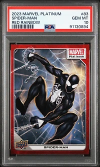 2023 Upper Deck Marvel Platinum 83 Spider-man (symbiote Suit) Red Rainbow PSA 10