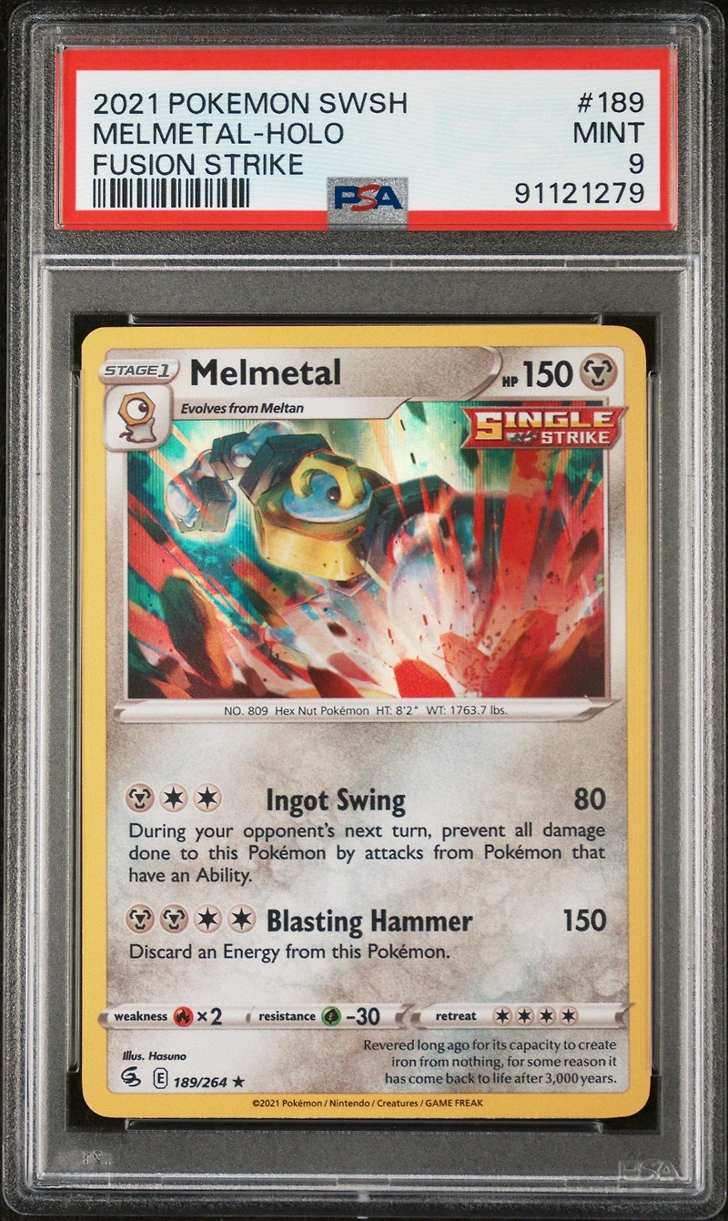 2021 Pokemon Sword & Shield Fusion Strike 189 Melmetal-holo PSA 9
