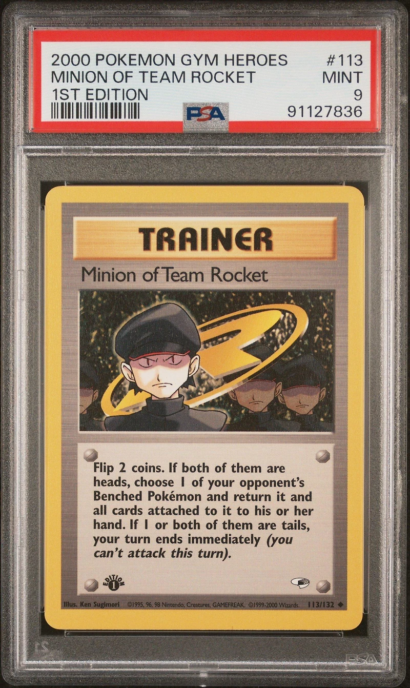 2000 Pokemon Gym Heroes 113 Minion Of Team Rocket 1st Edition PSA 9