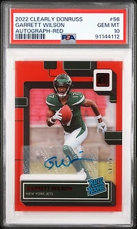 2022 Panini Clearly Donruss 56 Garrett Wilson Autograph-red PSA 10