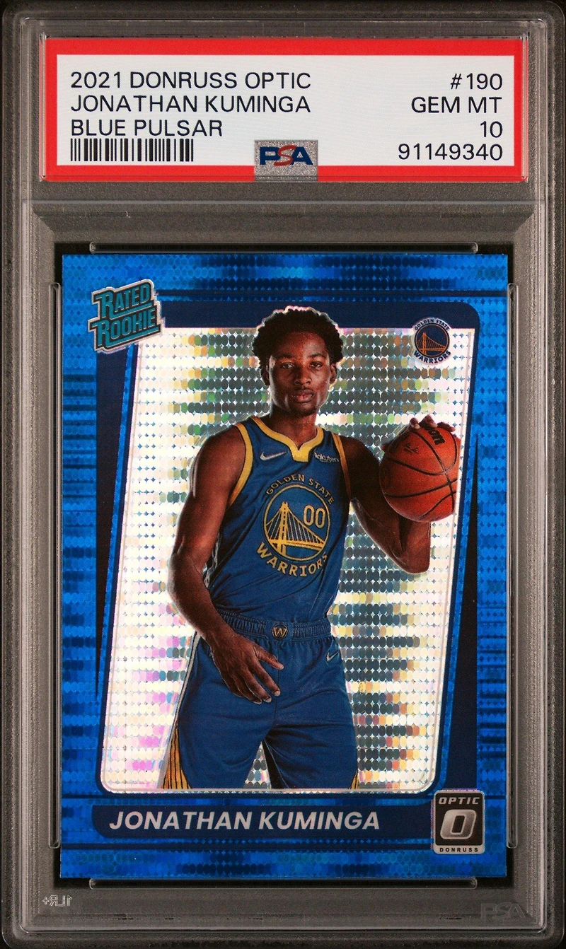 2021 Panini Donruss Optic 190 Jonathan Kuminga Blue Pulsar PSA 10