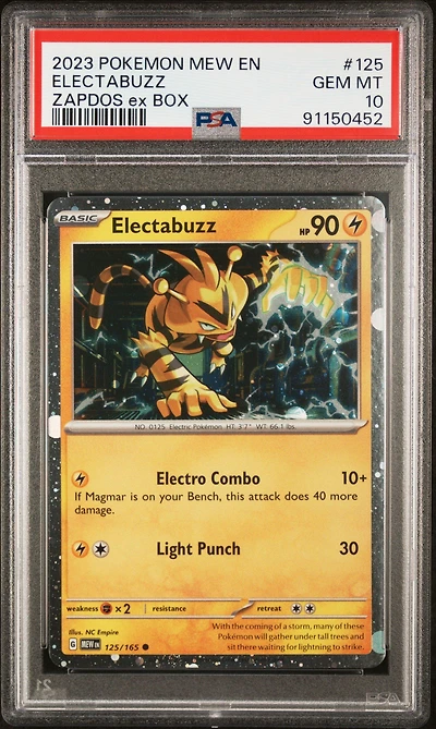 2023 Pokemon Mew En-151 125 Electabuzz Zapdos Ex Box PSA