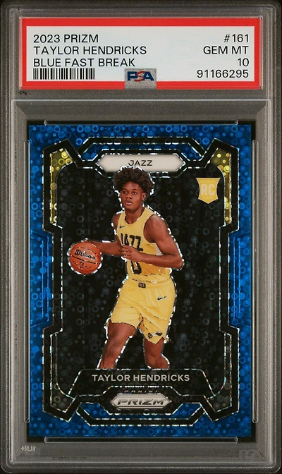 2023 Panini Prizm 161 Taylor Hendricks Blue Fast Break PSA 10