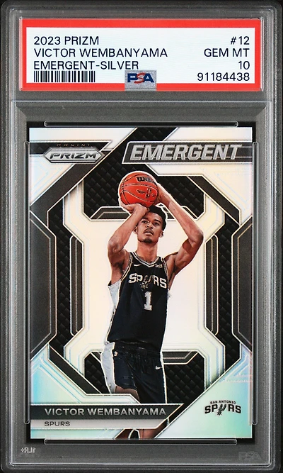 2023 Panini Prizm Emergent 12 Victor Wembanyama Silver Prizm PSA