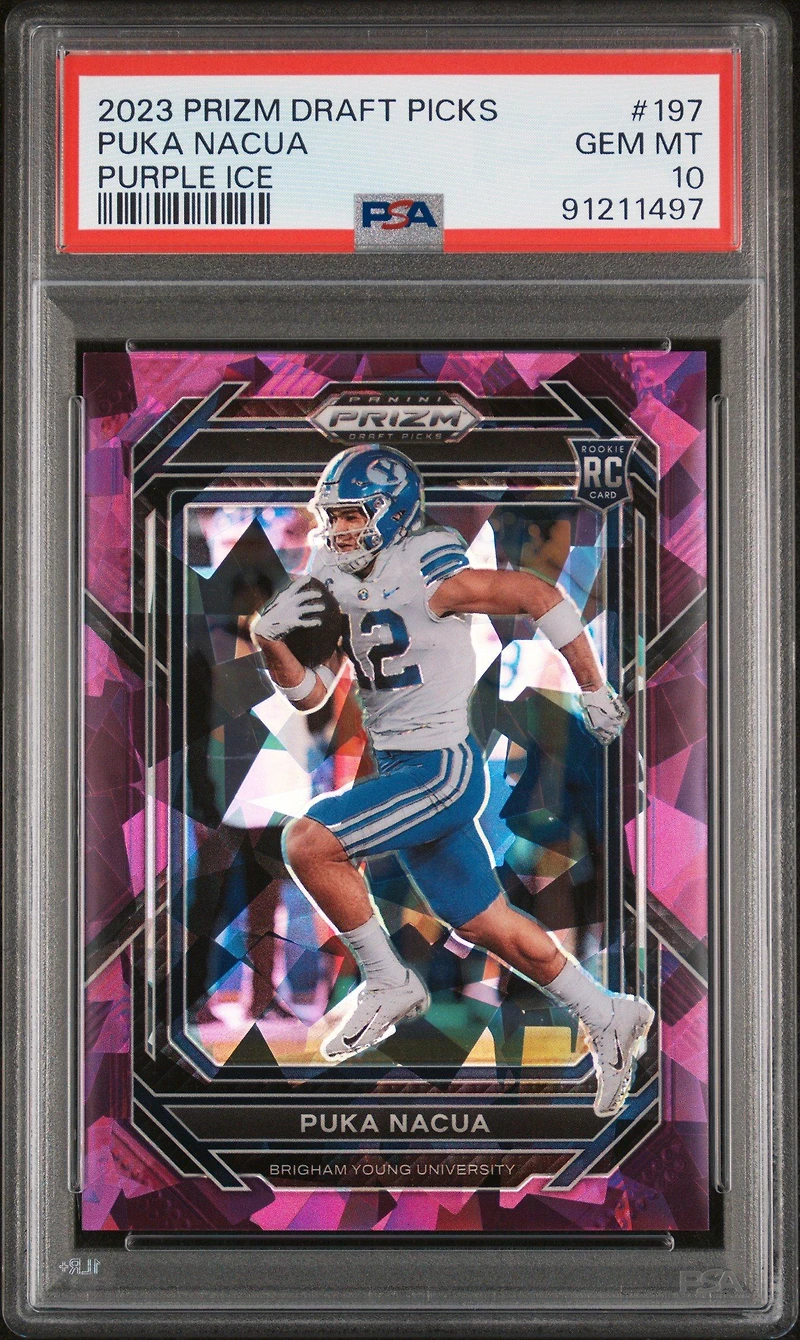 2023 Panini Prizm Draft Picks 197 Puka Nacua Purple Ice PSA 10