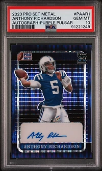 2023 Leaf Pro Set Metal Autographs Paar1 Anthony Richardson Purple Pulsar PSA 10