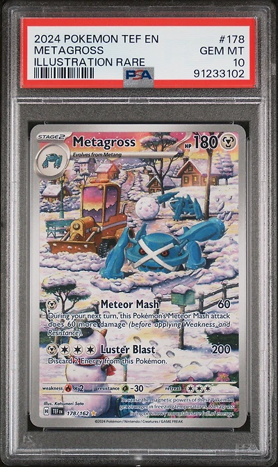2024 Pokemon Tef En-temporal Forces 178 Metagross Illustration Rare PSA