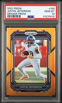 2022 Panini Prizm 190 Justin Jefferson Orange Prizm PSA 10