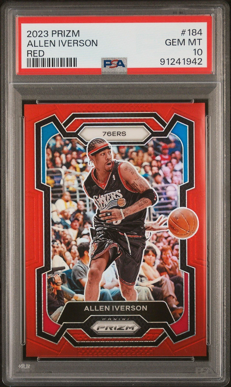 2023 Panini Prizm 184 Allen Iverson Red Prizm PSA 10