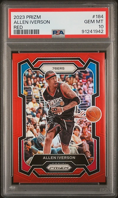 2023 Panini Prizm 184 Allen Iverson Red Prizm PSA 10