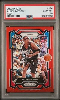 2023 Panini Prizm 184 Allen Iverson Red Prizm PSA 10