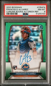 2023 Bowman Chrome Rookie Autographs Crafa Francisco Alvarez Green Refractor PSA 8