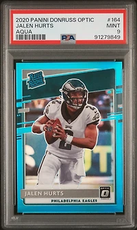 2020 Panini Donruss Optic 164 Jalen Hurts Aqua PSA 9