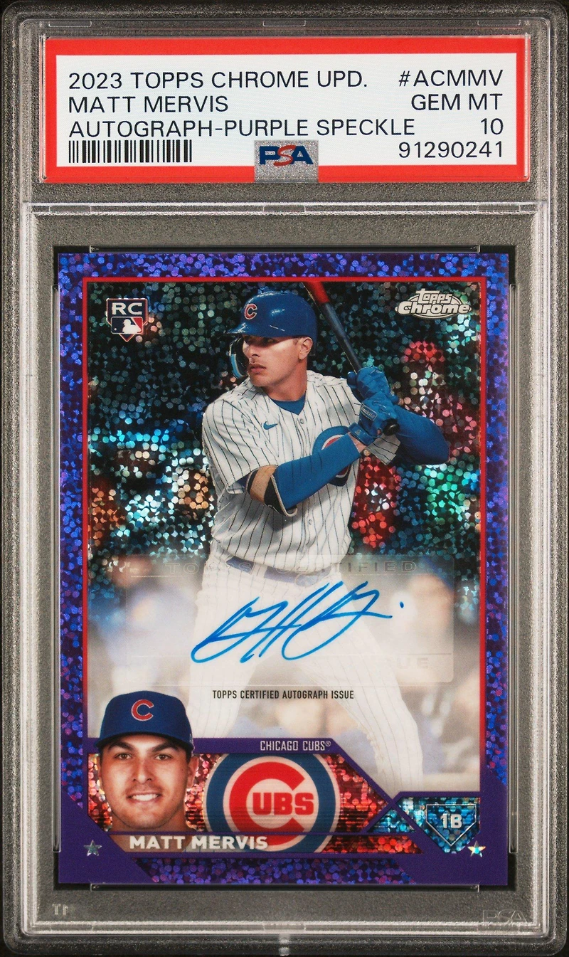 2023 Topps Chrome Update Autograph Acmmv Matt Mervis Purple Speckle Refractor PSA 10