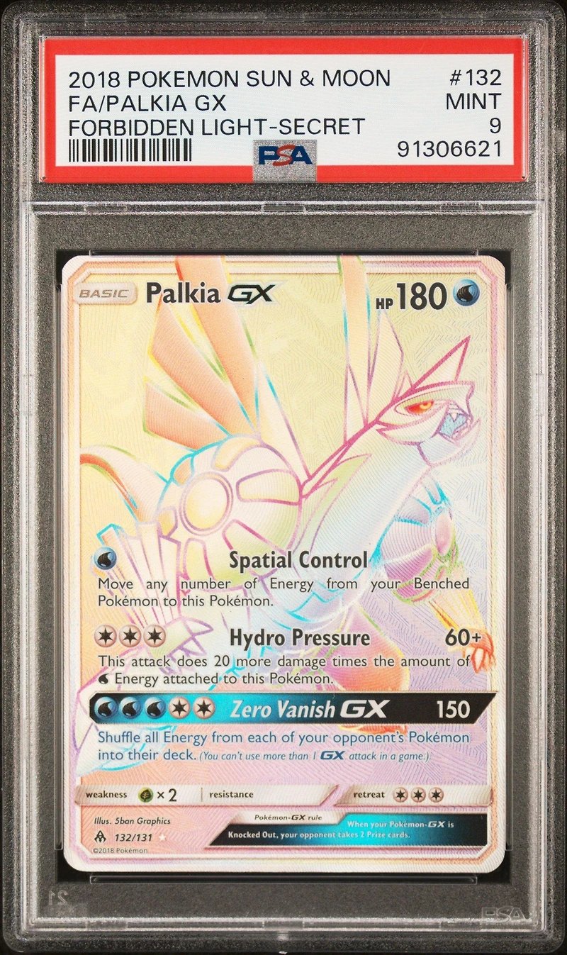 2018 Pokemon Sun & Moon Forbidden Light 132 Full Art/palkia Gx Secret PSA