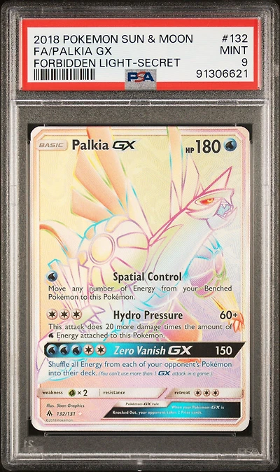 2018 Pokemon Sun & Moon Forbidden Light 132 Full Art/palkia Gx Secret PSA