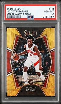 2021 Panini Select 111 Scottie Barnes Gold Wave Prizm PSA 10