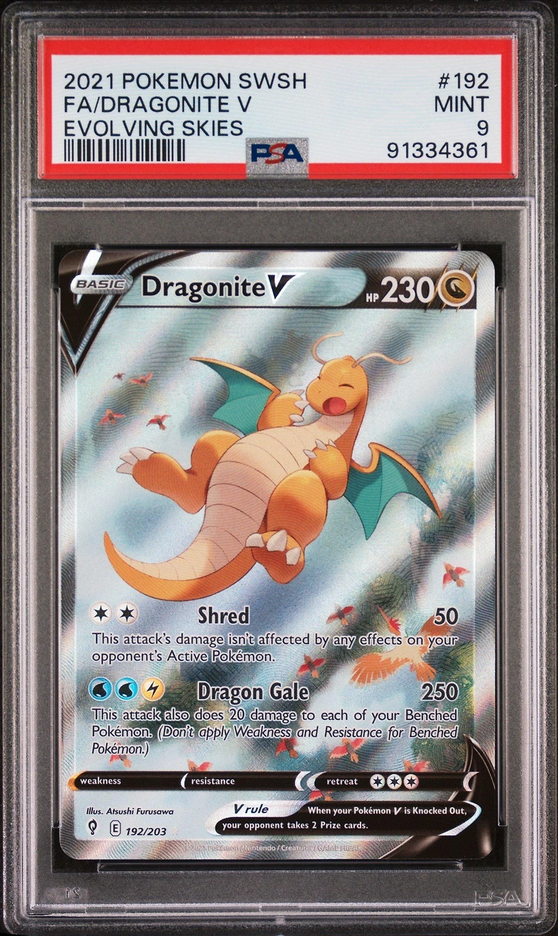 2021 Pokemon Sword & Shield Evolving Skies 192 Fa/dragonite V PSA 9