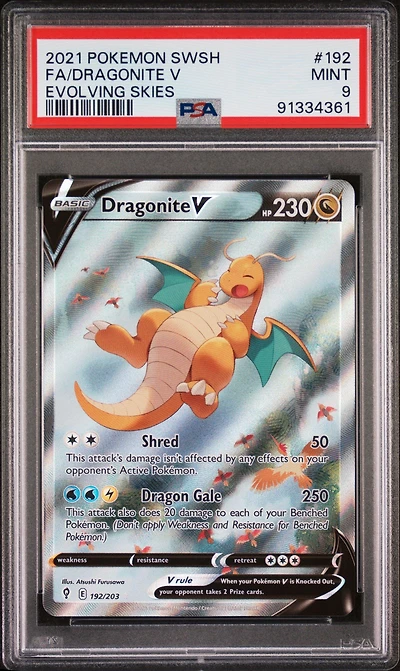 2021 Pokemon Sword & Shield Evolving Skies 192 Fa/dragonite V PSA 9