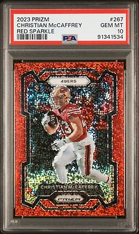 2023 Panini Prizm 267 Christian Mccaffrey Red Sparkle PSA 10