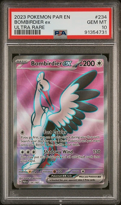 2023 Pokemon Par En-paradox Rift 234 Bombirdier Ex Ultra Rare PSA 10