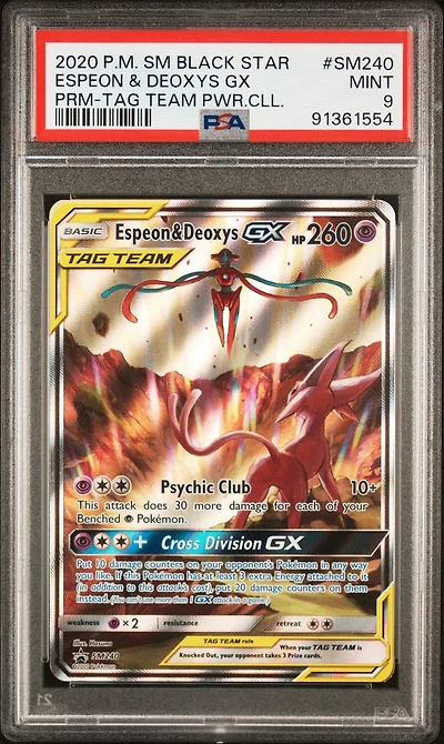 2020 Pokemon Sm Black Star Promo Sm240 Espeon & Deoxys Gx PSA 9