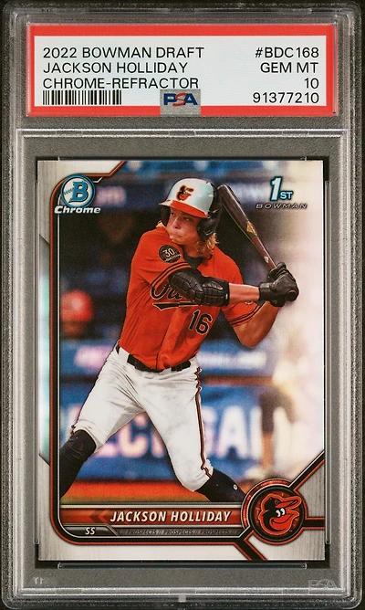 2022 Bowman Draft Bdc168 Jackson Holliday Chrome-refractor PSA 10