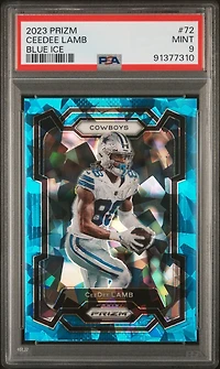 2023 Panini Prizm 72 Ceedee Lamb Blue Ice PSA 9