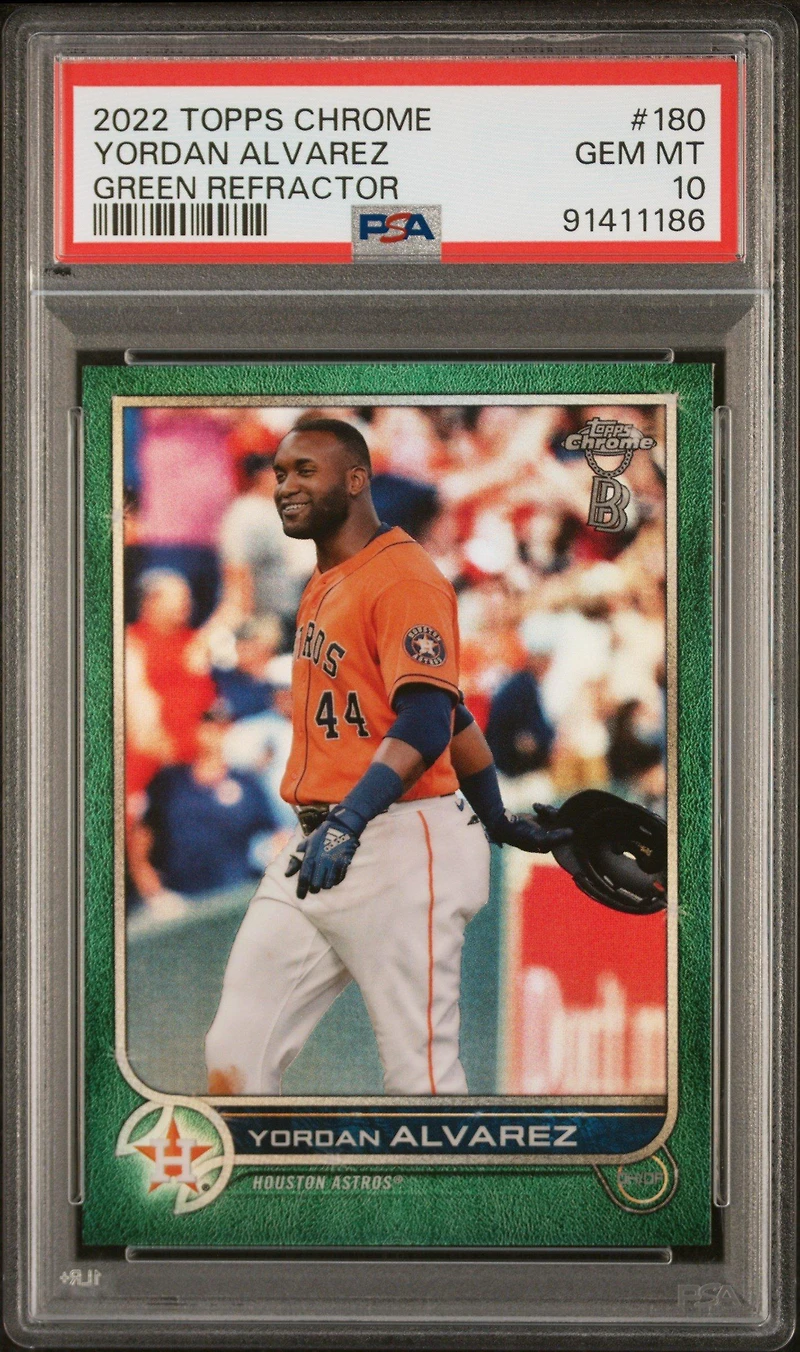 2022 Topps Chrome 180 Yordan Alvarez Green Refractor PSA 10