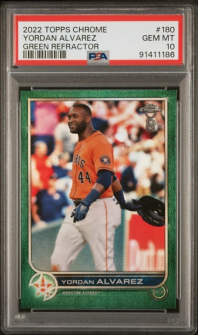 2022 Topps Chrome 180 Yordan Alvarez Green Refractor PSA 10